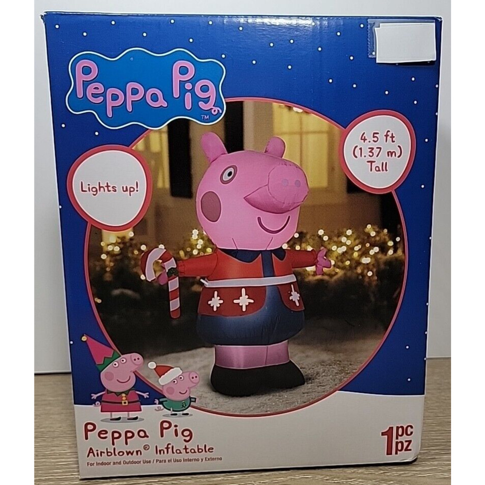 Gemmy 4.5' Airblown Peppa Pig in Christmas outfit Lights up NIB